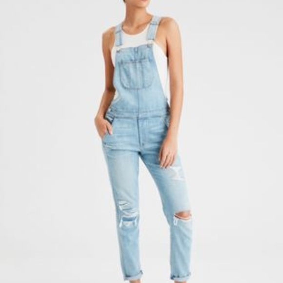 American Eagle Light Wash Overalls - Picture 4 of 5